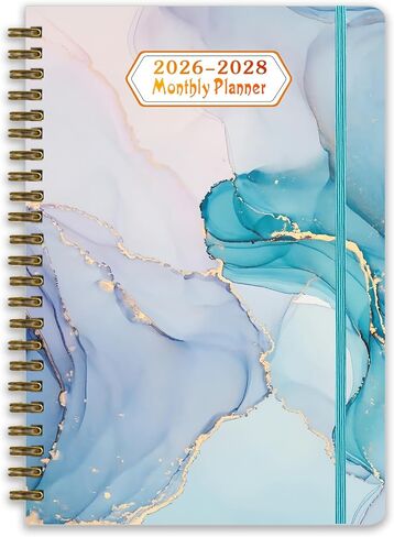 2026-2028 Monthly Planner/Calendar - 3 Year Monthly Planner 2026-2028, January 2026 - December 2028, Academic Weekly Organizer with Twin-Wire Binding for Students and Teachers (Dark Blue Marble) in Saudi Arabia