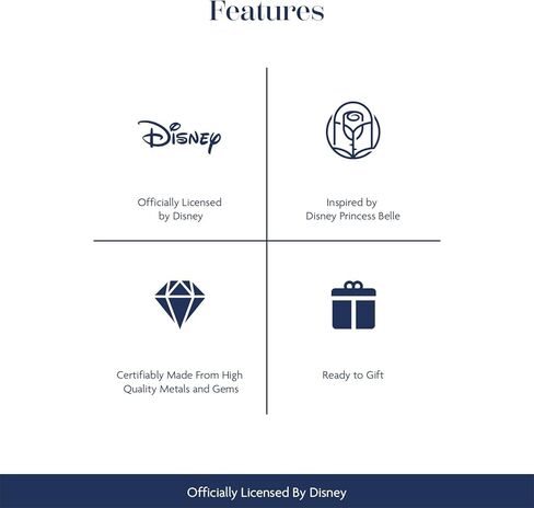 Jewelili Enchanted Disney Fine Jewelry Belle Earrings for Women | 14K Rose Gold over Sterling Silver | 1/10 CTTW Natural White Round Diamonds | Push Back Dangles | Princess Jewelry Gifts for Her in Saudi Arabia