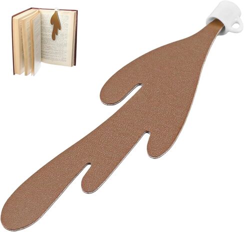 Coffee Bookmark, Spilled Coffee Bookmark Coffee Cup Craft Faux Leather for Book and Coffee Lovers, Bookworm Women Men in Kuwait