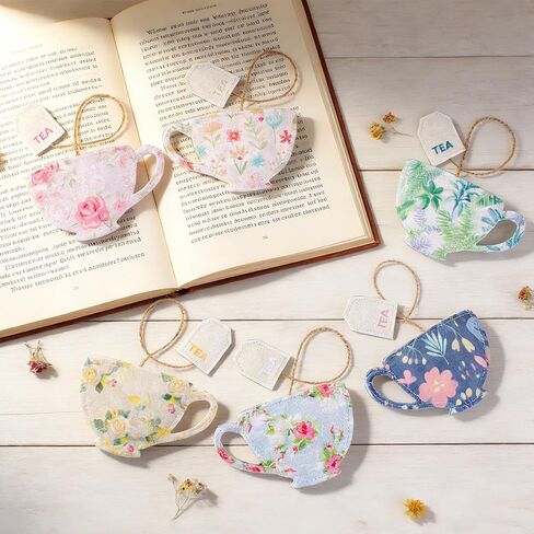6 Pcs Tea Bag Bookmark – Unique Handmade Felt Bookmarks Gift for Book Lovers, Women, Teachers, and Mother's Day in Kuwait