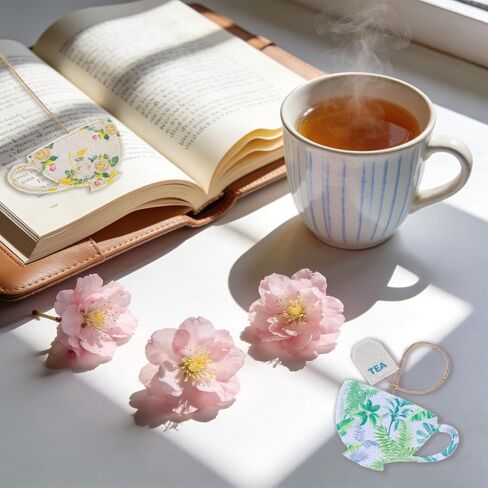 6 Pcs Tea Bag Bookmark – Unique Handmade Felt Bookmarks Gift for Book Lovers, Women, Teachers, and Mother's Day in Kuwait