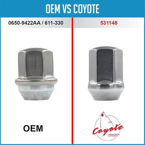 أجزاء إكسسوارات العجلات 20 قطعة 1/2 بوصة - 20 خيط OEM نمط صواميل العروة 1.65 بوصة كروم طويل 7/8 بوصة 22 مم سداسي سداسي يناسب جيب رانجلر ~ دودج رام 1500 ~ in Saudi Arabia