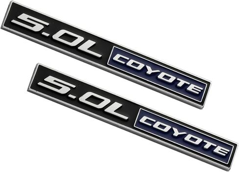 2 Pack 5.0L Coyote Emblems Decal 3D Badge V8 Engine Trunk Sticker Replacement for Mustang & F150 (Chrome/Blue) in Kuwait