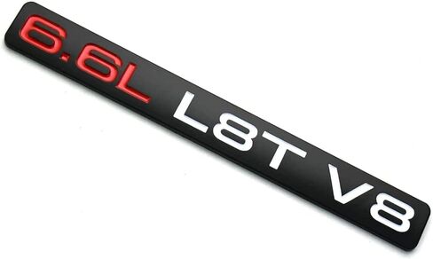 Paie Set 6.6L L8T V8 Liter Gas Emblems 3D Engine Hood Badge Door Decal Sticker Nameplate Replacement for 2020-2022 2500HD 3500HD (Red White Black) in Saudi Arabia