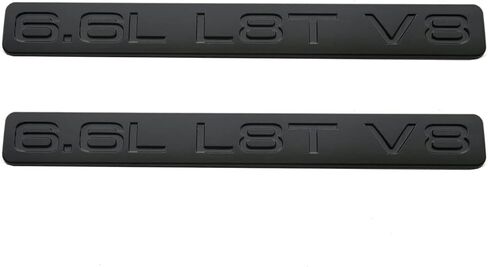 Paie Set 6.6L L8T V8 Liter Gas Emblems 3D Engine Hood Badge Door Decal Sticker Nameplate Replacement for 2020-2022 2500HD 3500HD (Red White Black) in Kuwait