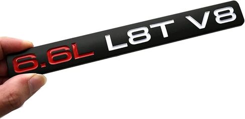 Paie Set 6.6L L8T V8 Liter Gas Emblems 3D Engine Hood Badge Door Decal Sticker Nameplate Replacement for 2020-2022 2500HD 3500HD (Red White Black) in Saudi Arabia