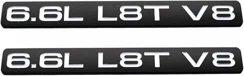 Paie Set 6.6L L8T V8 Liter Gas Emblems 3D Engine Hood Badge Door Decal Sticker Nameplate Replacement for 2020-2022 2500HD 3500HD (Red White Black) in Saudi Arabia