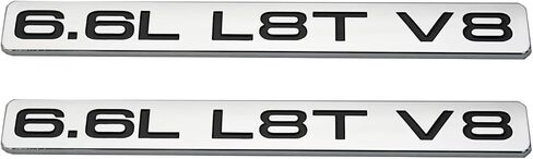 Paie Set 6.6L L8T V8 Liter Gas Emblems 3D Engine Hood Badge Door Decal Sticker Nameplate Replacement for 2020-2022 2500HD 3500HD (Red White Black) in Saudi Arabia