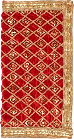 Decorative Mat Aasan Velvet Pooja Cloth Aasan Decorative Cloth (Size:-18 Inches X 18 Inches) for Mats Multipurpose Indian Traditional New year gifts Festival Decor Pooja Item Articles Laxmi (Red) in Saudi Arabia