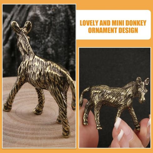 Didiseaon 2pcs Brass Donkey Animal Figurine, Mini Metal Statue Desktop Decor, Micro Landscape Terrarium Ornament Photo Prop for Home Office in Saudi Arabia