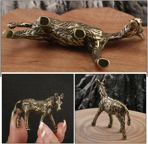Didiseaon 2pcs Brass Donkey Animal Figurine, Mini Metal Statue Desktop Decor, Micro Landscape Terrarium Ornament Photo Prop for Home Office in Saudi Arabia