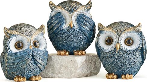 مجموعة تماثيل البومة البيضاء من FJS مكونة من 3 قطع، 4.9 سم ارتفاعًا لهجات ديكور من الراتنج، لا ترى الشر ولا تسمع الشر ولا تتحدث ولا تماثيل البومة الشريرة، على طراز آرت ديكو ديكورات غرفة المعيشة وغرفة النوم والمكتب in Kuwait