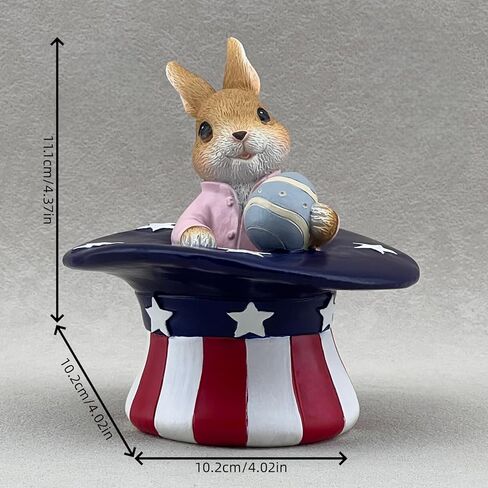 Bunny Easter Egg Statue Magician Hat Outdoor Rabbit Decor Resin Figurines Sculptures Birthday Decorative for Party Supplies Home Garden Patriotic Theme Statues, Yard Decorations (Brown) in Saudi Arabia