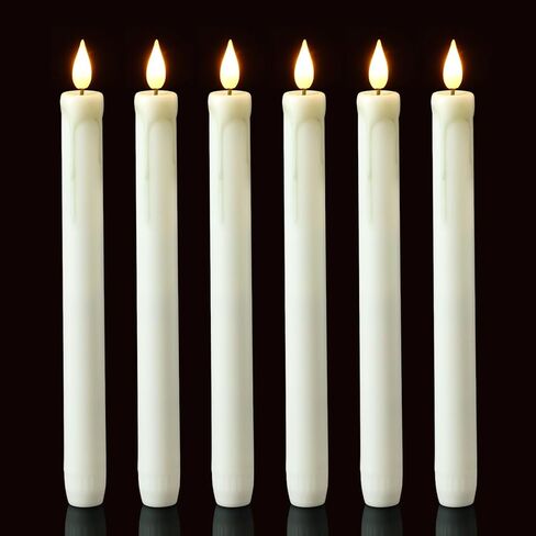 Homemory Black Flameless Taper Candles Flickering, NO Remote, 9.6 Inches Battery Operated, 6 Pcs Realistic Electric LED Candlesticks Made of Plastic for Halloween Party Home Decor in Kuwait