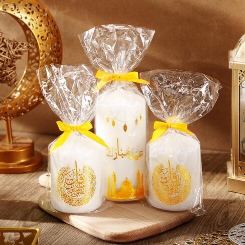 Hoolerry 3 قطع شموع عيد مبارك رمضان كريم مجموعة شموع إسلامية عمود هدية رمضان ديكورات للمنزل عيد مبارك ديكور هدايا للمسلمين in Kuwait