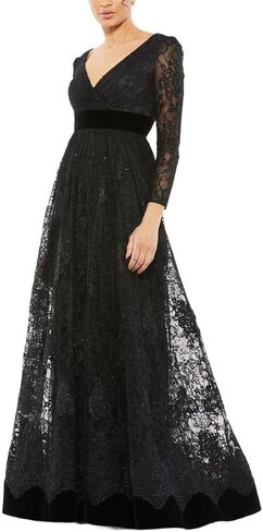 Lace Wrap Dress with Long Sleeves by Mac Duggal in Saudi Arabia