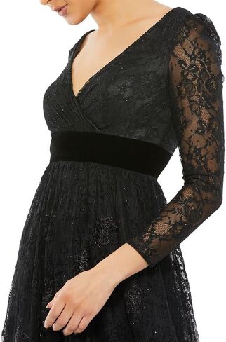 Lace Wrap Dress with Long Sleeves by Mac Duggal in Saudi Arabia