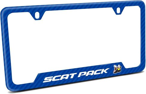 iPick Image for Dodge Scat-Pack Full Color Blue Carbon Fiber Texture ABS Plastic 50 States License Plate Frame in Saudi Arabia
