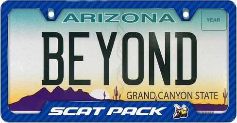iPick Image for Dodge Scat-Pack Full Color Blue Carbon Fiber Texture ABS Plastic 50 States License Plate Frame in Saudi Arabia