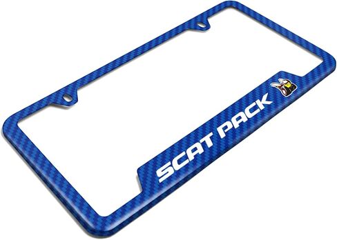 iPick Image for Dodge Scat-Pack Full Color Blue Carbon Fiber Texture ABS Plastic 50 States License Plate Frame in Saudi Arabia