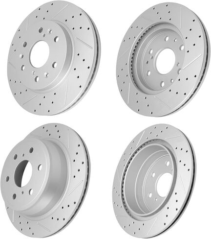 Front & Rear Drilled Slotted Brake Disc Rotors Fit for Chevy Silverado 1500 2007-2019, Tahoe 2007-2020, Suburban 2015-2020, Suburban 1500, Avalanche, GMC Sierra 1500, Yukon 2007-2019, Escalade ESV in Kuwait