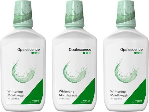Opal by Opalescence Teeth Whitening and Fresh Breath Mouthwash (Pack of 2 Bottles) Cool Mint Flavor, Alcohol-Free, 16 Fl Oz. Made by Ultradent. 5447-2 in Kuwait