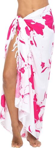 Back From Bali Womens Sarong Wrap Floral Hibiscus Beach Pareo Swimsuit Coverup Skirt with Coconut Clip in Saudi Arabia