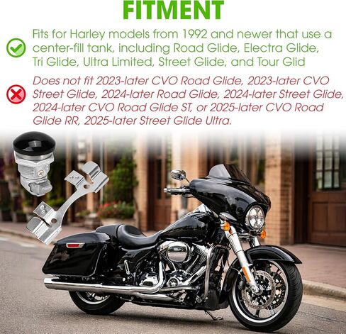 Fuel Door Push Button Gas Cap Fit for Harley 1992-2024 Touring Street Glide, Tour Glide, Road Glide, Electra Glide, Ultra Limited, for 2014-2025 Tri Glide Ultra, Latch Panel Oil Tank Accessories in Saudi Arabia