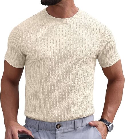 Sailwind Men’s Knit T Shirt Short Sleeve Crewneck Textured Casual Summer Knitted Pullover Tee in Saudi Arabia