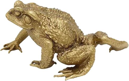 Brass Frog Miniature Figurine, Frog Amulet Mini Gold Toad Figurine Animals Brass Decor Ornaments Fortune Statuefor Micro Landscape Living Room Bedroom Shelf Decor in Kuwait