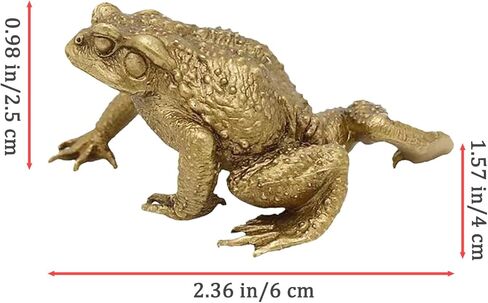 Brass Frog Miniature Figurine, Frog Amulet Mini Gold Toad Figurine Animals Brass Decor Ornaments Fortune Statuefor Micro Landscape Living Room Bedroom Shelf Decor in Kuwait