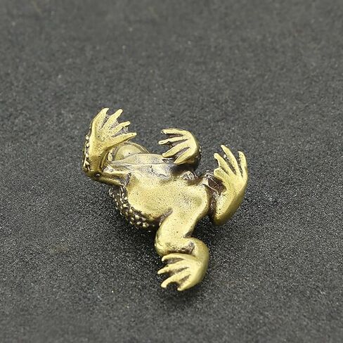 Brass Frog Miniature Figurine, Frog Amulet Mini Gold Toad Figurine Animals Brass Decor Ornaments Fortune Statuefor Micro Landscape Living Room Bedroom Shelf Decor in Kuwait