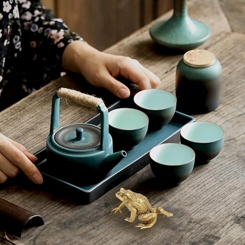 Brass Frog Miniature Figurine, Frog Amulet Mini Gold Toad Figurine Animals Brass Decor Ornaments Fortune Statuefor Micro Landscape Living Room Bedroom Shelf Decor in Kuwait