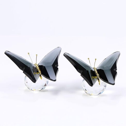 2 pcs Crystal Grey Butterfly Gifts for Women Butterflies Lovers Glass Butterfly Figurines Animal Statues for Desk Office Home Decor in Saudi Arabia