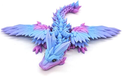3D Printed Dragon with Wings Articulated Desk Decorations Toys, MINI 3-d Printed Flying Dragons Crystal Cute Fidget Office Gifts, Gradient Metal Bow Pink in Saudi Arabia