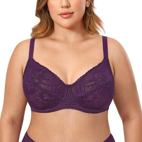 Women's Minimizer Plus Size Bra Full Coverage Unlined Soft Lace Underwire in Saudi Arabia