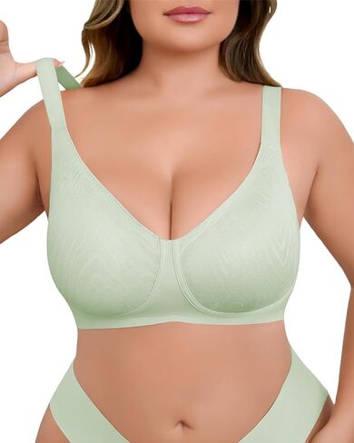 Seamless Wireless Bras for Women with Jelly Support Scalloped Edge Plus Size Bras Invisible Comfort Jelly Bra in Saudi Arabia