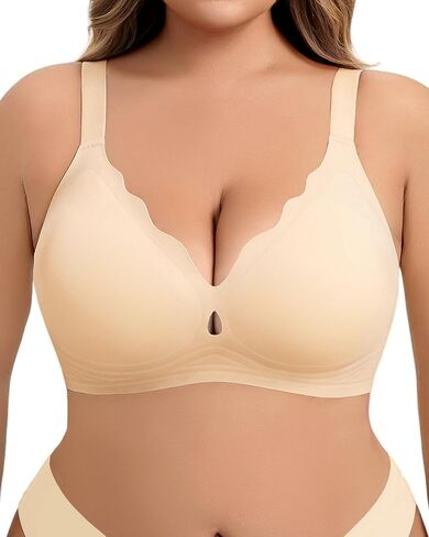 Seamless Wireless Bras for Women with Jelly Support Scalloped Edge Plus Size Bras Invisible Comfort Jelly Bra in Saudi Arabia