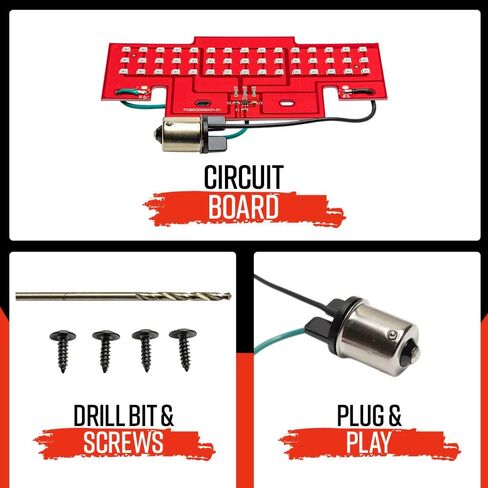LEDGlow RestoLights Third Brake Light Kit Replacement Fits 1986-1987 Buick Regal & Grand National G-Body Car - Plug & Play - Upgrades 3rd Brake Lights Bulb to Ultra-Bright Red LED Lighting in Saudi Arabia