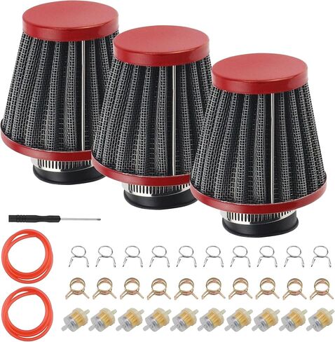 فلتر هواء للدراجة النارية 35 مم مناسب للدراجة النارية Atv Quad Scooter Moped Dirt Pit Bike 50cc 70cc 90cc 110cc 125cc Coolster Tao Tao Sunl Apollo Roketa X-pro Vitacci أحمر 3 قطع in Kuwait