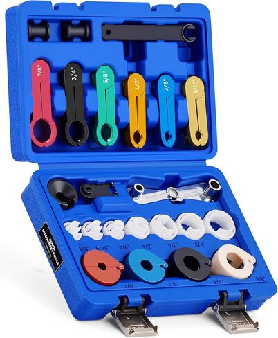 OMT Master Quick Disconnect Tool Set, 25pc Line Disconnect Tool Kit for A/C Fuel & Transmission Systems, Fuel Line Disconnect Tools for Mechanics Compatible with Ford Chevy GM More, Blue in Kuwait