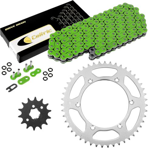 Caltric Green O-Ring Drive Chain and Sprocket Kit Compatible with Kawasaki KX250 1987 1988 1989 KX500 1987-2004 in Saudi Arabia