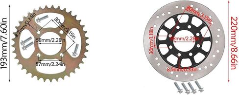 44" Rear Axle Shaft Kit with Chain Sprocket Brake Disc Pillow Block Wheel Hub for ATV Quad Go Kart Golf Cart in Kuwait