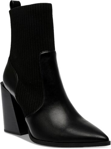 Wild Pair Womens Trinityy Faux Leather Ankle Booties Black 8.5 Medium (B,M) in Kuwait