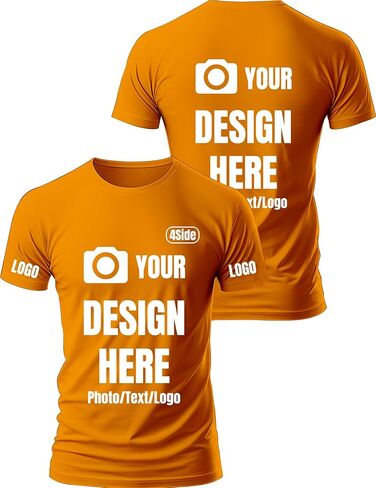 Custom T Shirts for Men Design Your Own Add Text/Photo/Logo Customized Shirts for Men Printed Front/Back in Saudi Arabia