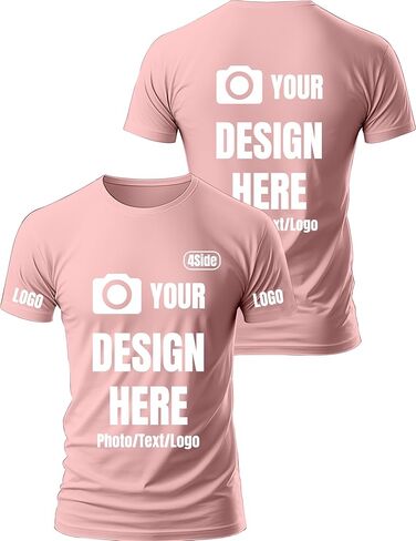 Custom T Shirts for Men Design Your Own Add Text/Photo/Logo Customized Shirts for Men Printed Front/Back in Saudi Arabia