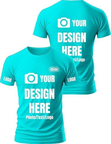 Custom T Shirts for Men Design Your Own Add Text/Photo/Logo Customized Shirts for Men Printed Front/Back in Saudi Arabia