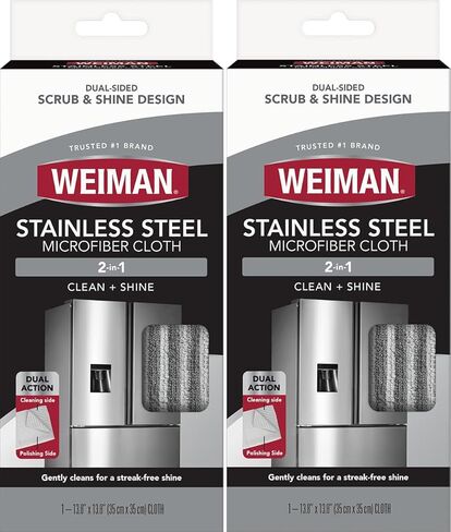 Weiman Microfiber Cloth for Stainless Steel - Safely Traps and Removes Dirt, Oil and Grime to Protect From Scratches 1.40" x 3.56" in Saudi Arabia