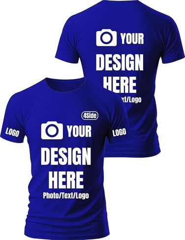 Custom T Shirts for Men Design Your Own Add Text/Photo/Logo Customized Shirts for Men Printed Front/Back in Saudi Arabia