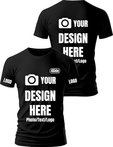 Custom T Shirts for Men Design Your Own Add Text/Photo/Logo Customized Shirts for Men Printed Front/Back in Saudi Arabia
